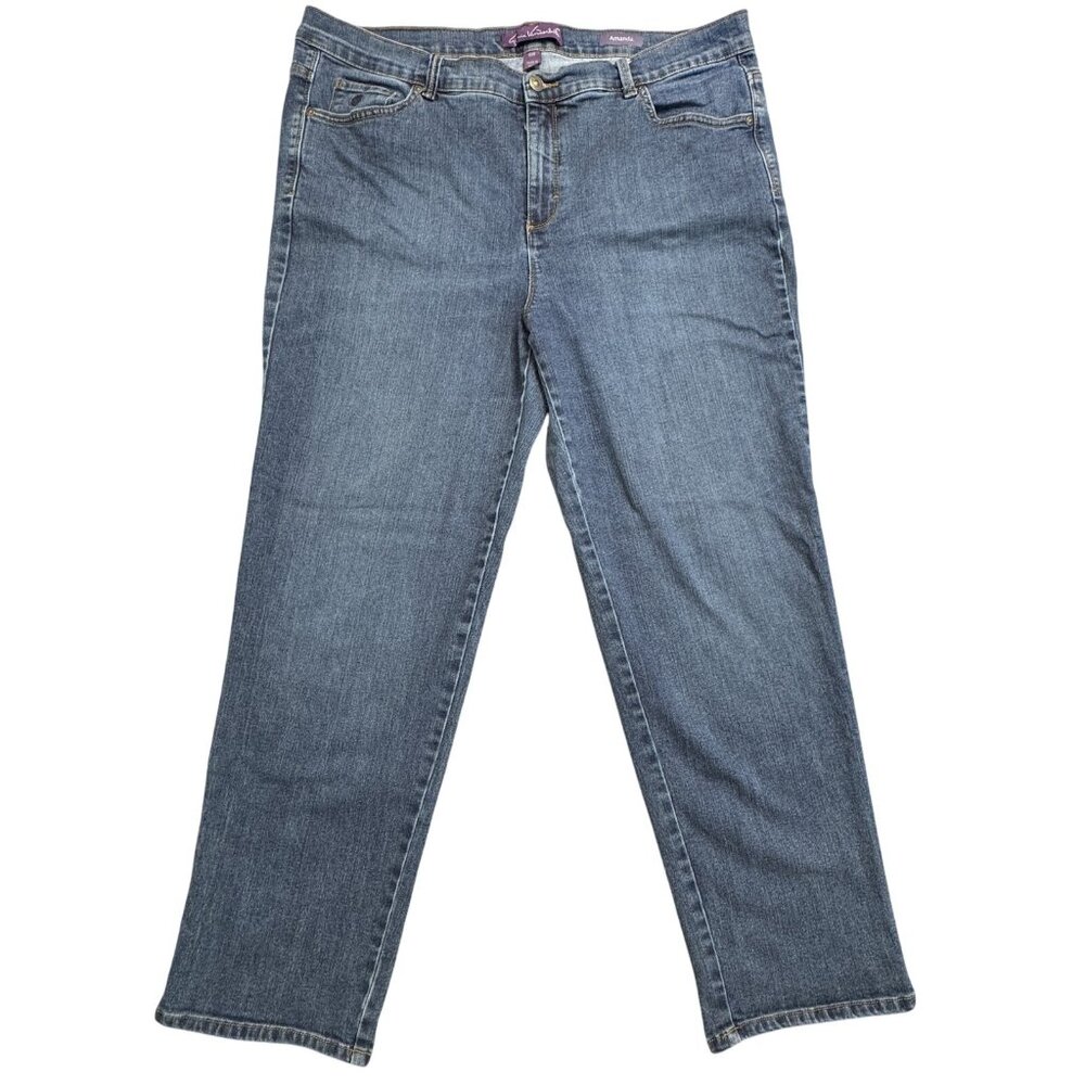 Gloria Vanderbilt Womens Size 18W Blue Denim Amanda Jeans Straight Leg 5 Pockets